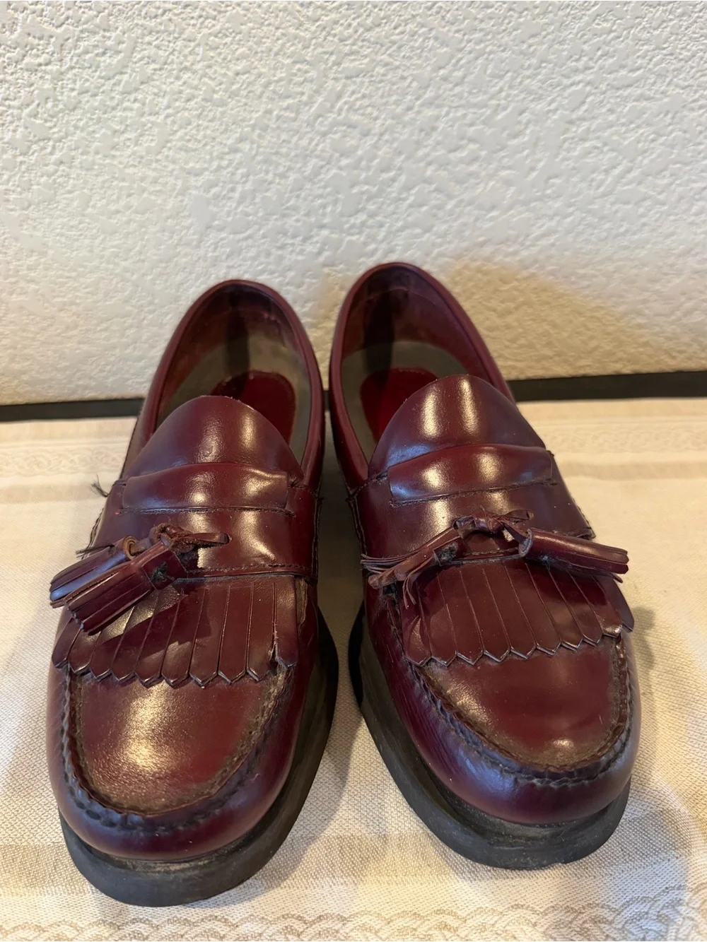 Bass Weejun Wine Leather Tassel Loafers